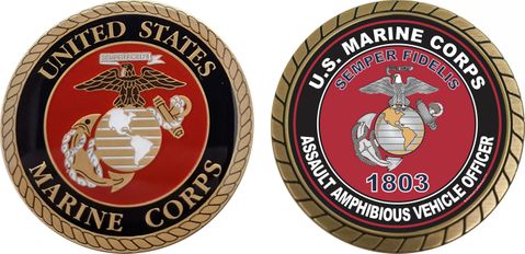 U.S.M.C. MOS 1803 Assault Amphibious Vehicle Officer Challenge Coin
