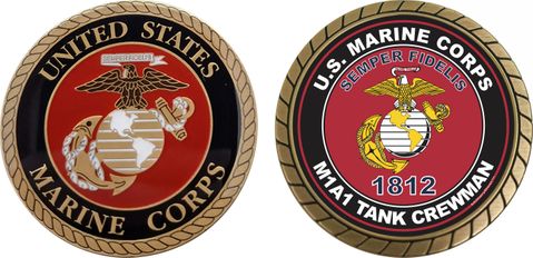 U.S.M.C. MOS 1812 M1A1 Tank Crewman Challenge Coin