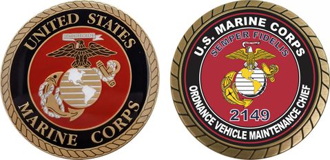 U.S.M.C. MOS 2149 Ordnance Vehicle Maintenance Chief Challenge Coin