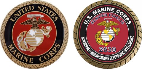 U.S.M.C. MOS 2639 Non-Morse Communications Electronic Intelligence Challenge Coin
