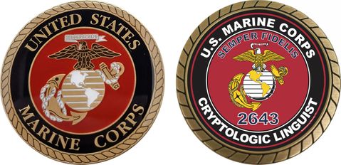 U.S.M.C. MOS 2643 Cryptologic Linguist Challenge Coin