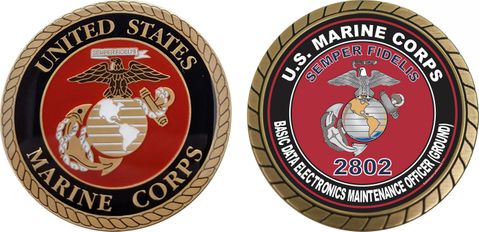 U.S.M.C. MOS 2802 Basic Data Electronics Maintenance Officer (Ground) Challenge Coin