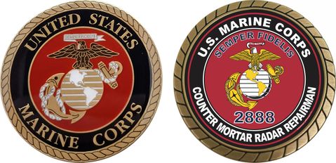 U.S.M.C. MOS 2888 Counter Mortar Radar Repairman Challenge Coin