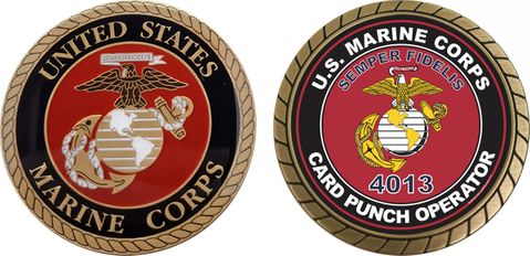 U.S.M.C. MOS 4013 Card Punch Operator Challenge Coin