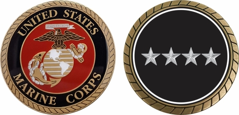 U.S.M.C. O-7 / O-10 General's Stars Rank Challenge Coin