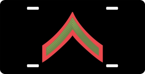 U.S.M.C. Private First Class Green / Red Chevron License Plate
