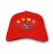 U.S.M.C. with Smoking Bulldog Marine Corps Low-Profile Made in USA Red Cotton Twill Cap