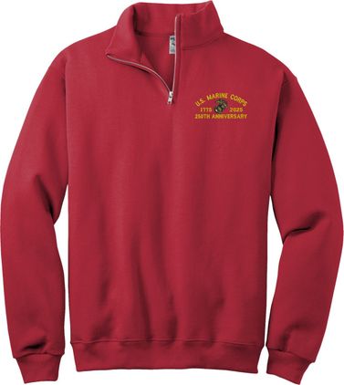 U.S. Marine Corps 250th Anniversary Red Quarter-Zip Pullover X-Large