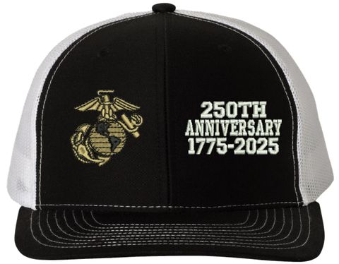 U.S. Marine Corps 250th Anniversary Split Design Embroidered Mesh-Back Cap