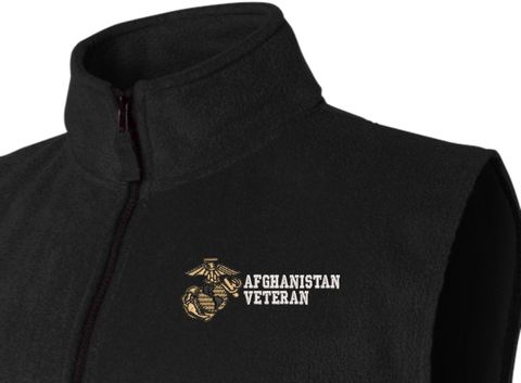 U.S. Marine Corps Afghanistan Veteran Full Zip Fleece Vest