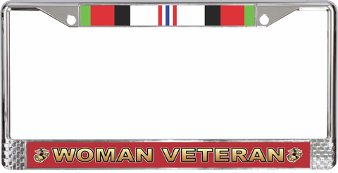 U.S. Marine Corps Afghanistan War Ribbon Woman Veteran License Plate Frame