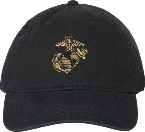 U.S. Marine Corps Eagle, Globe, and Anchor (EGA) Black Unstructured Dad Cap