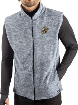 U.S. Marine Corps EGA Heather Navy Polar Fleece Vest Medium