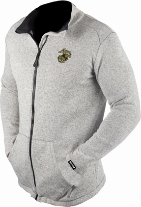 U.S. Marine Corps EGA Knit HEATR Long Sleeve Full Zip