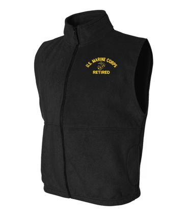 U.S. Marine Corps EGA Retired Black Fleece Vest Large