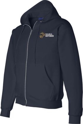 U.S. Marine Corps EGA Retired Navy Blue Full-Zip Hoodie Large