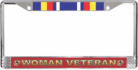 U.S. Marine Corps Global War on Terrorism Ribbon Woman Veteran License Plate Frame