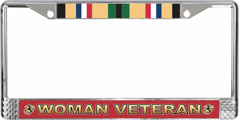 U.S. Marine Corps Gulf War Ribbon Woman Veteran License Plate Frame