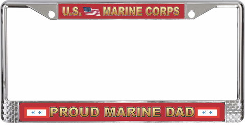 U.S. Marine Corps Proud Marine Dad License Plate Frame