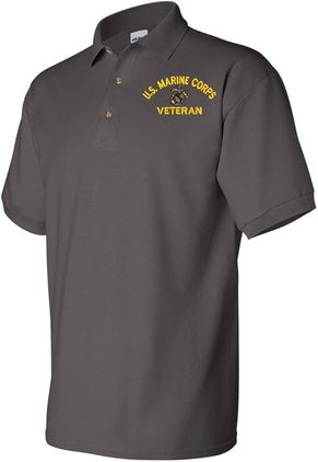 U.S. Marine Corps Veteran Charcoal 50/50 Polo Large