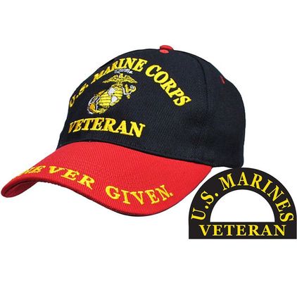U.S. Marine Corps Veteran Embroidered Black/Red Cap