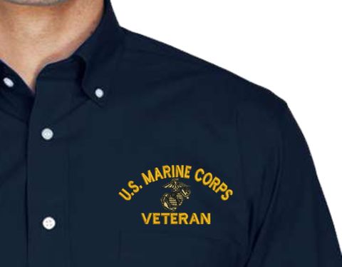 U.S. Marine Corps Veteran Embroidered Dress Shirt