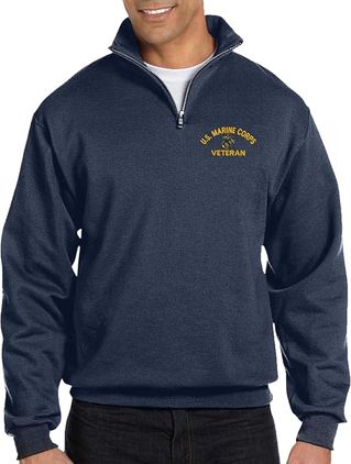 U.S. Marine Corps Veteran Heather Navy Quarter-Zip Pullover X-Large