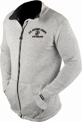 U.S. Marine Corps Veteran Knit HEATR Long Sleeve Full Zip