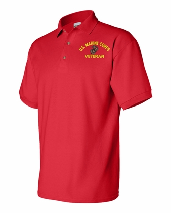 U.S. Marine Corps Veteran Red 50-50 Polo 2X-Large