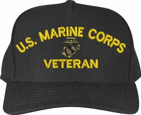 U.S. Marine Corps Veteran with Globe and Anchor Marine Corps Custom Embroidered Cap