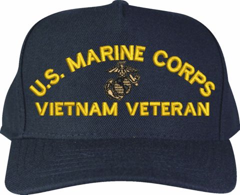 U.S. Marine Corps Vietnam Veteran Navy Blue High Profile Cap (Made in the USA)