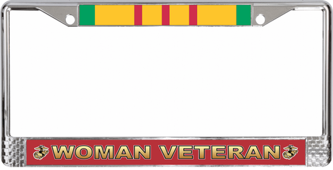 U.S. Marine Corps Vietnam War Ribbon Woman Veteran License Plate Frame