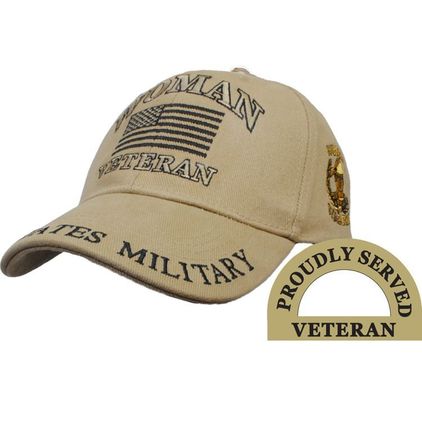 U.S. Military Woman Veteran Embroidered Khaki Cap