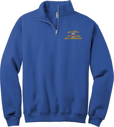 U.S. Navy 250th Anniversary Royal Blue Quarter-Zip Pullover 2X-Large
