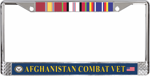 U.S. Navy Afghanistan Combat Veteran 3-Ribbon Stack License Plate Frame