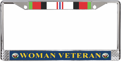 U.S. Navy Afghanistan War Ribbon Woman Veteran License Plate Frame