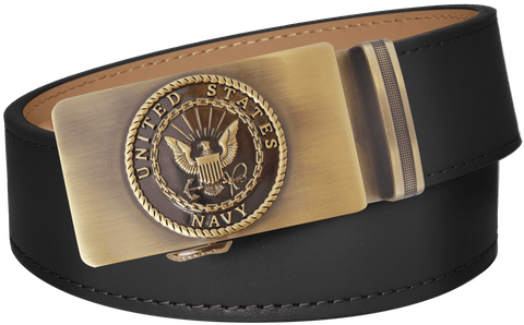 U.S. Navy Black Full Grain Leather Slide Belt