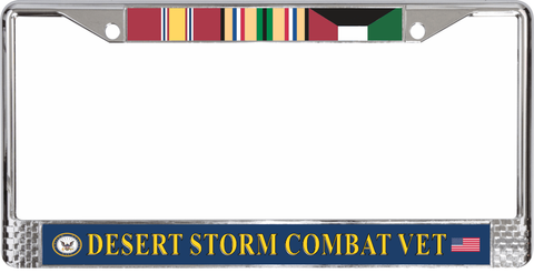 U.S. Navy Desert Storm Combat Veteran 3-Ribbon Stack License Plate Frame
