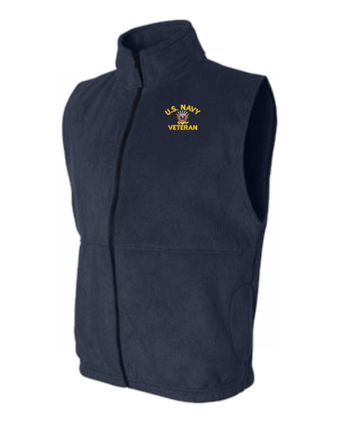 U.S. Navy Emblem Veteran Navy Blue Fleece Vest Medium