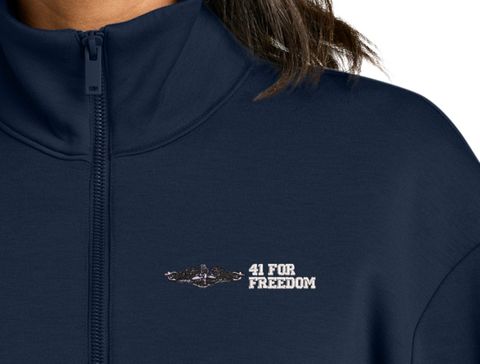 U.S. Navy Enlisted Silver Dolphins 41 For Freedom Women's Soft Spacer Quarter-Zip