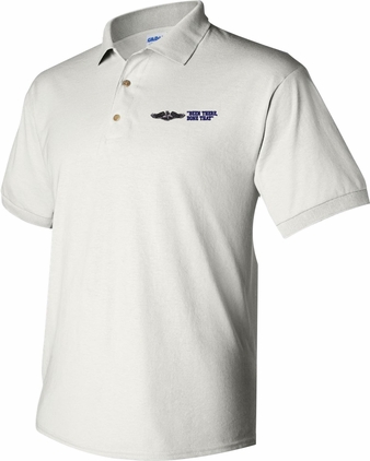 U.S. Navy - Enlisted Silver Dolphins "Been There Done That" White 50/50 Polo Medium