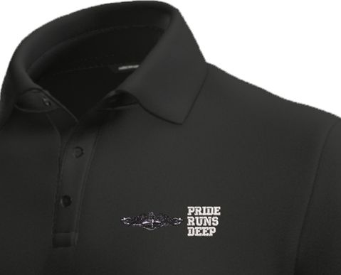 U.S. Navy Enlisted Silver Dolphins Pride Runs Deep Moisture Wicking Polo
