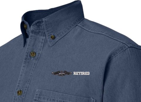 U.S. Navy Enlisted Silver Dolphins Retired Denim Shirt