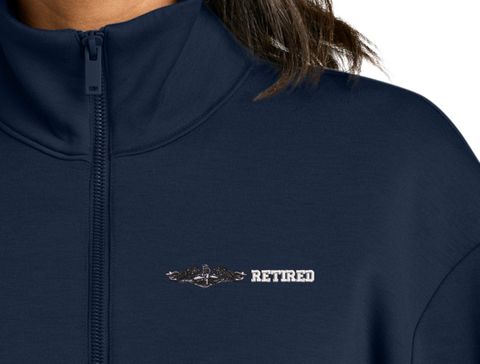 U.S. Navy Enlisted Silver Dolphins Retired Women's Soft Spacer Quarter-Zip