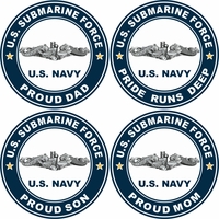 U.S. Navy Enlisted Submariner Proud Family Round Decals Thumbnail Illustration