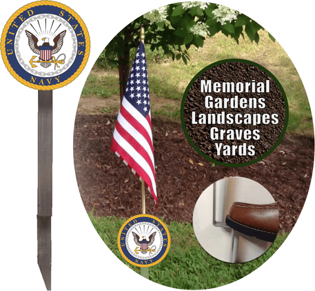 U.S. Navy Flag Holder Grave Marker with 8x12 American Flag