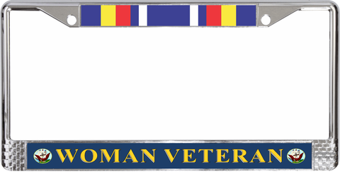 U.S. Navy Global War on Terrorism Ribbon Woman Veteran License Plate Frame