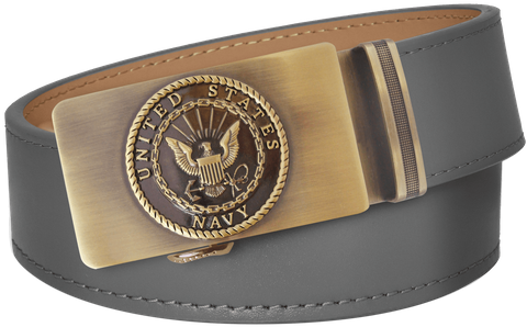 U.S. Navy Grey Full Grain Leather Slide Belt