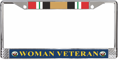 U.S. Navy Iraq War Ribbon Woman Veteran License Plate Frame