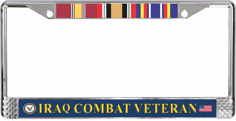 U.S. Navy Iraq Combat Veteran 3-Ribbon Stack License Plate Frame